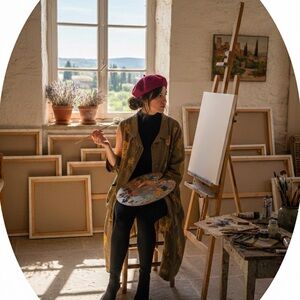 OOAK Custom Art to Wear Fog Linen Work Gold Screenprint Topper Coat Jacket S/M